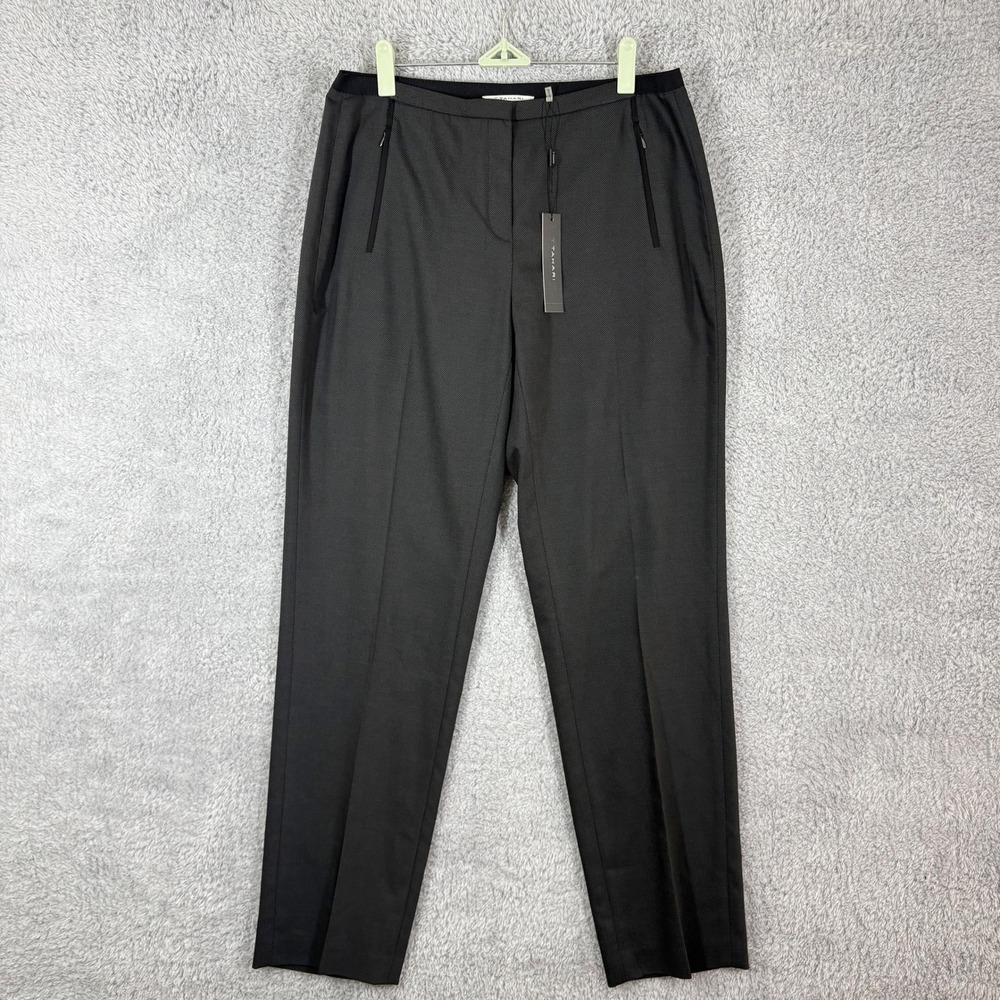 T Tahari Josie Pant Dark Grey Zip Pockets Career Dress Pants Womens US 10‎